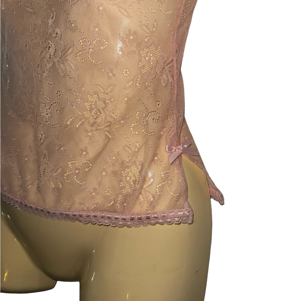 Affinitas Pink Lace Sheer Chemise - Picture 2 of 3